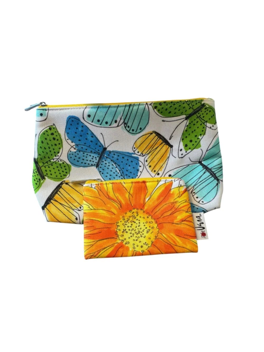 Clinique Vera Neumann Butterfly & Sunflower Cosmetic Bags NWOT
